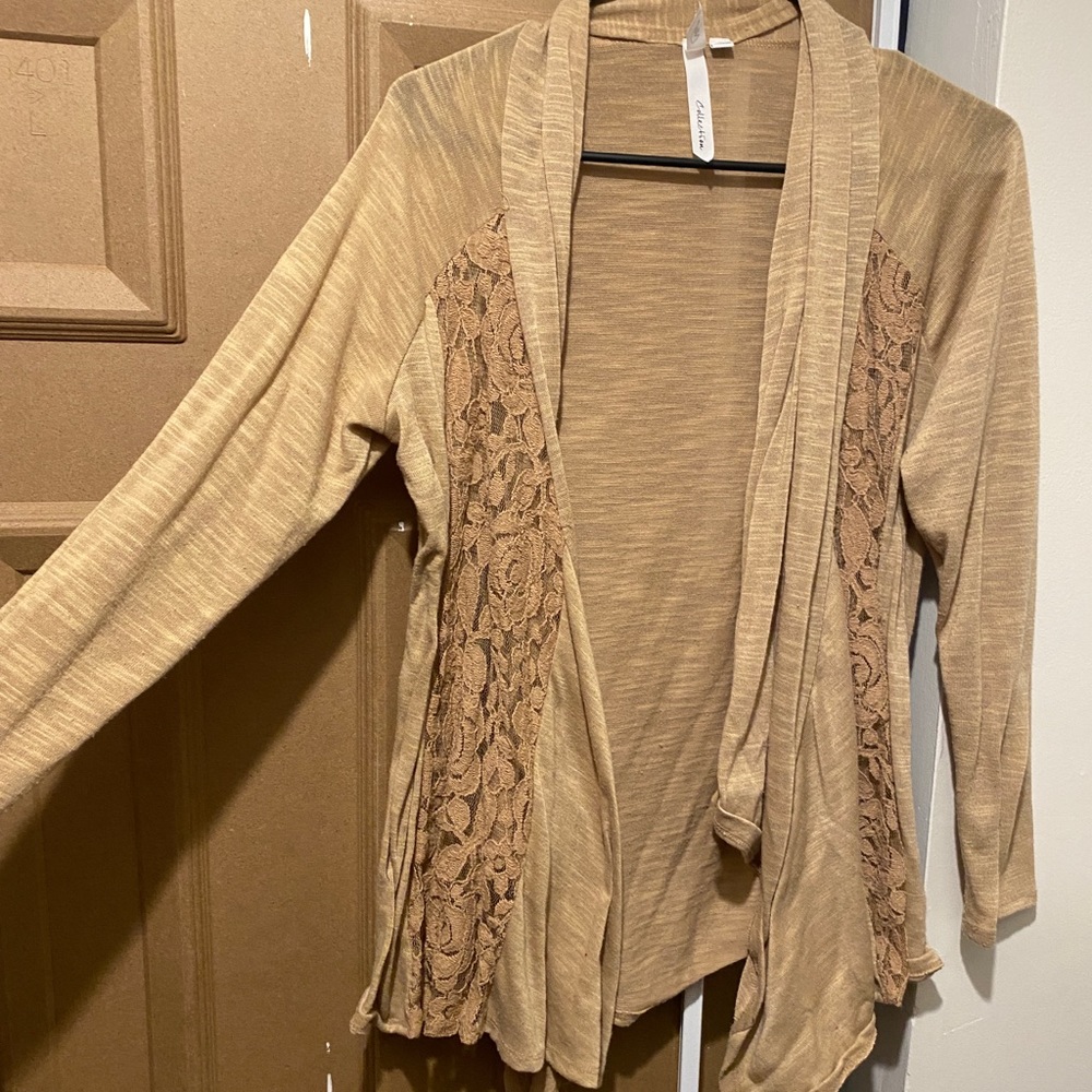 tan cardigan